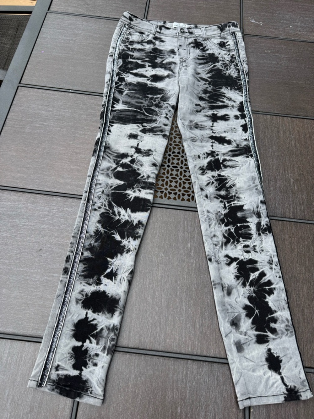 Jordache Black & Gray Acid washed Straight Leg Jeans with Side Stripe